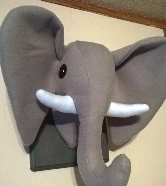 Grey Elephant Head Logo - Stuffed Gray Elephant Head / Stuffed Elephant Head / Stuffed | Etsy