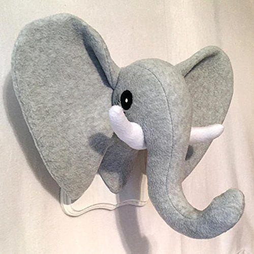 Grey Elephant Head Logo - Heather Gray Elephant Head Stuffed Animal Head Faux