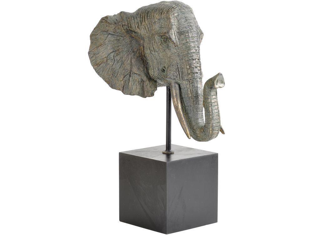 Grey Elephant Head Logo - elephant head on plinth | grey elephant sculpture