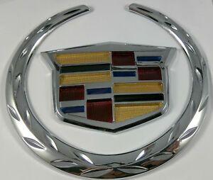 Old and New Cadillac Logo - New 4 3D Front Grill Hood Badge Logo Emblem Ornament Symbol Chrome