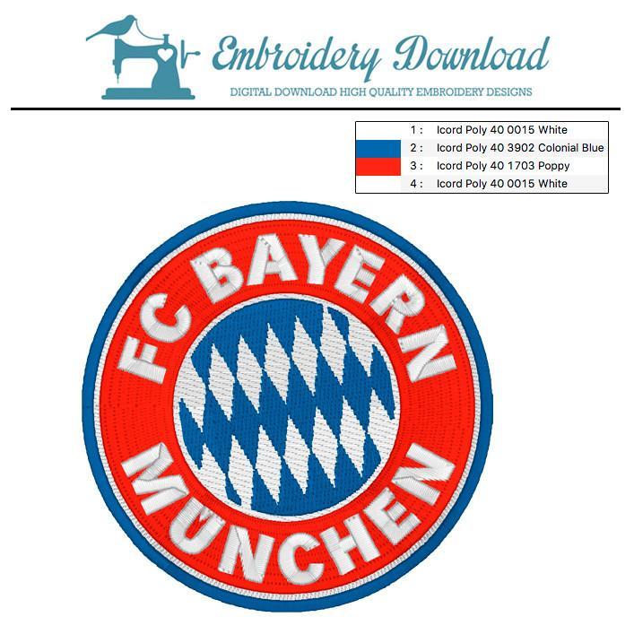 Bayern Logo - FC Bayern Munchen logo soccer Bundesliga embroidery design