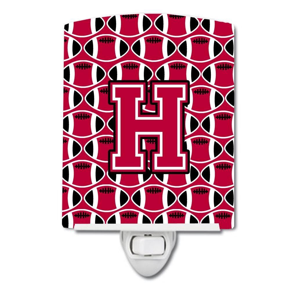 Red H Football Logo - Letter H Football Crimson and White Ceramic Night Light CJ1079-HCNL ...