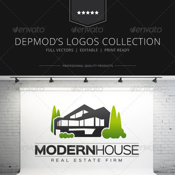 Modern House Logo - Modern House Graphics, Designs & Templates from GraphicRiver