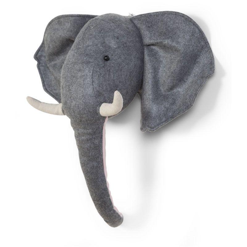 Grey Elephant Head Logo - FELT ELEPHANT HEAD WALL DECO | Childhome