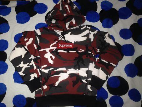 CDG Camo Logo - FW SUPREME BOX LOGO PULLOVER PCL HOODIE CDG SWEATER COMME RED