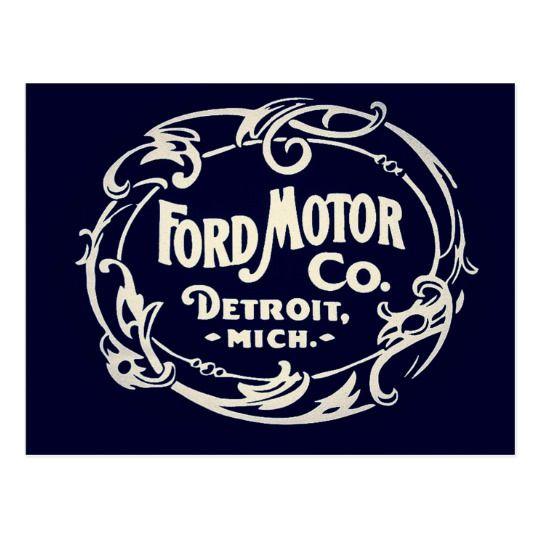 Vintage Ford Logo - Vintage Ford Motor Company Detroit Retro Cool Logo Postcard | Zazzle.com