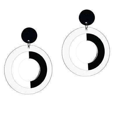 Black and White Drop Logo - Shoze Drop Dangle Large Black & White Round 60s Retro Style Earrings ...