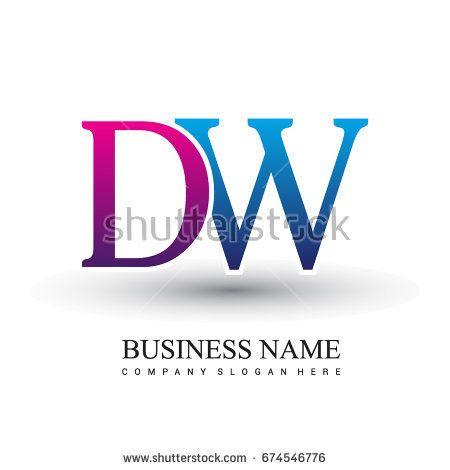 Red Colored Logo - initial letter logo DW colored red and blue, Vector logo design