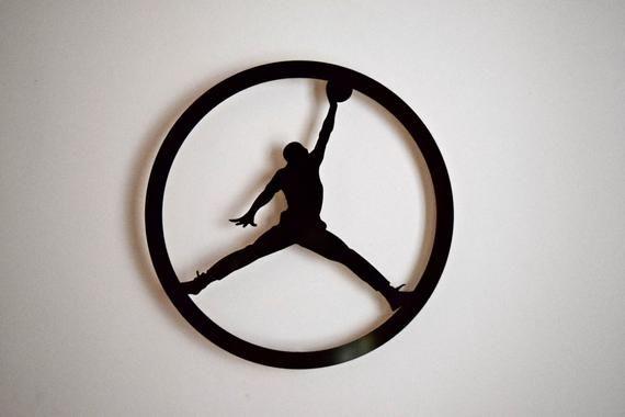 Jordan Circle Logo - Circle Jump Man Logo Floating Metal Wall Art