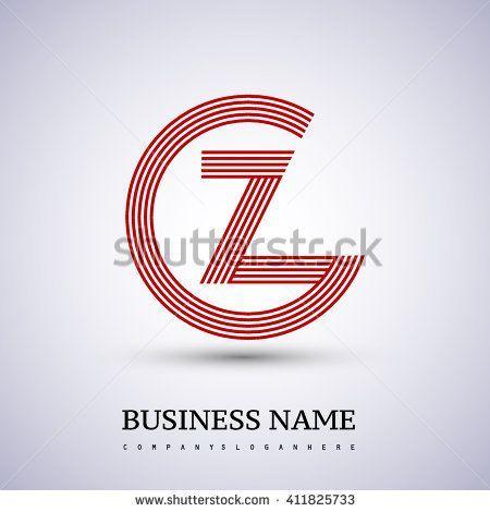 Red Colored Logo - Z or ZO ZC company linked letter logo in a circle. red colored ...