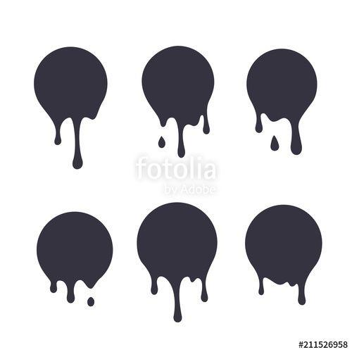 Liquid Circle Logo - Dripping paint icon set. Current liquid. Paint flows. Melted circle ...