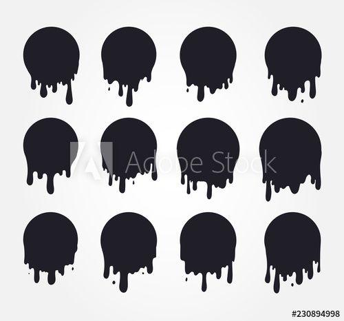 Liquid Circle Logo - Set of dripping paint icon. Current liquid. Paint flows. Melted ...