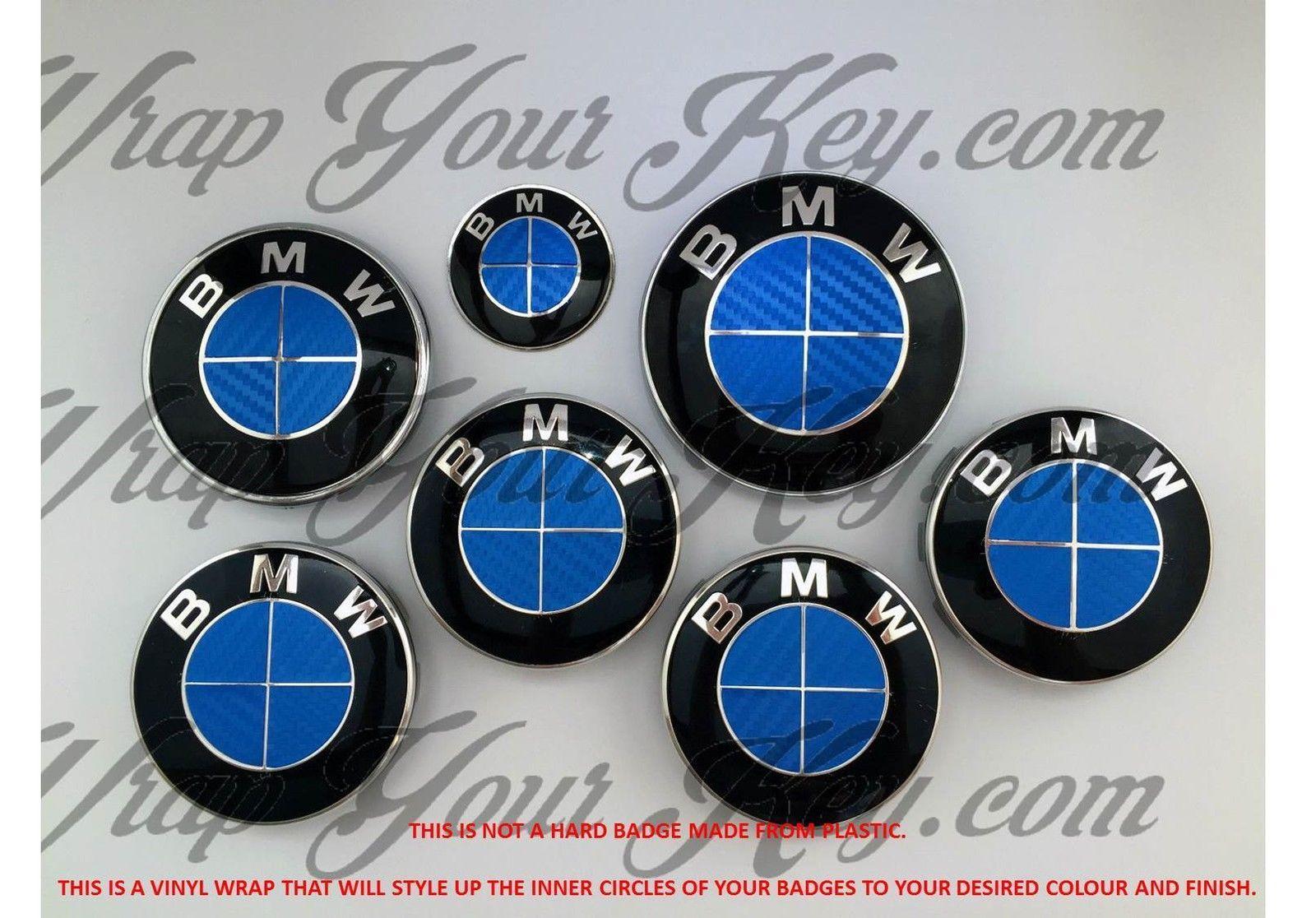 Blue Rim Circle Logo - COMPLETE BLUE CARBON FIBER BMW Badge Emblem Overlay HOOD TRUNK RIMS ...