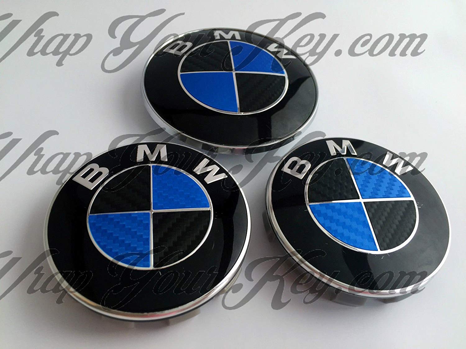 Blue Rim Circle Logo - BLACK & BLUE CARBON FIBER BMW Badge Emblem Overlay HOOD TRUNK RIMS