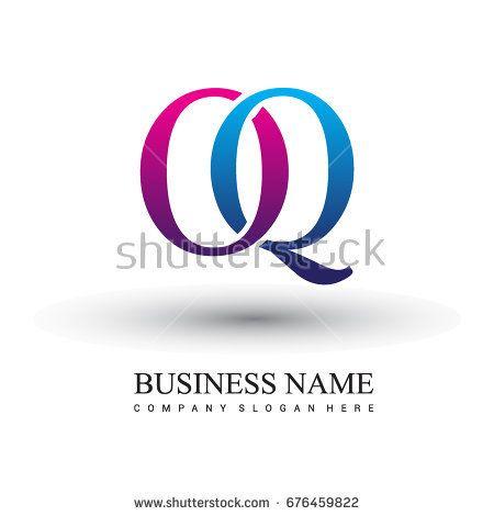 Red Colored Logo - initial letter logo OQ colored red and blue, Vector logo design
