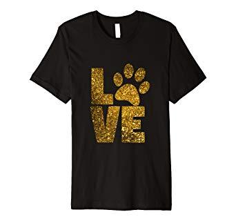 Cool Dogs Logo - DOG : LOVE DOGS cool logo t shirt GOLD: Amazon.co.uk: Clothing