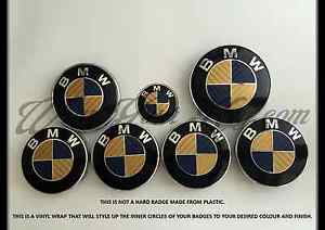 Blue Rim Circle Logo - GOLD & BLUE CARBON FIBER Badge Overlay FOR BMW HOOD TRUNK RIMS @FITS ...