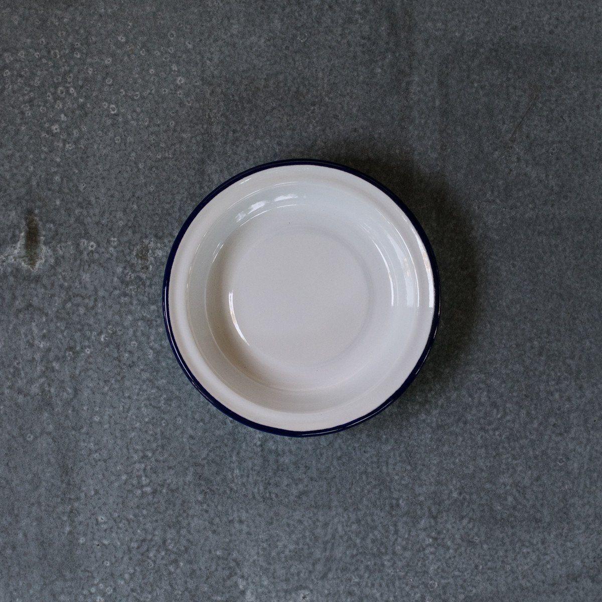 Blue Rim Circle Logo - Falcon enamel pie plate, 14cm, round, white with blue rim