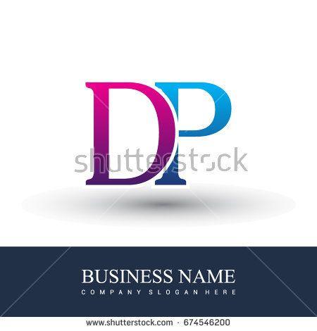 Red Colored Logo - initial letter logo DP colored red and blue, Vector logo design