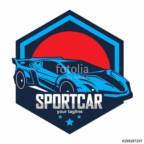 Electric Blue Red Sports Car Logo - Sports car logo template. Modern sports car logo. Car logo template
