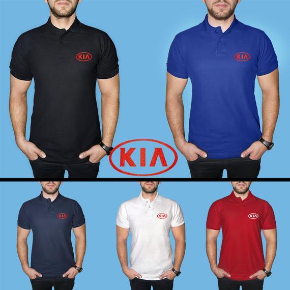 Electric Blue Red Sports Car Logo - Mens KIA Polo Shirt COTTON EMBROIDERED Auto Car Logo T Shirt | Etsy
