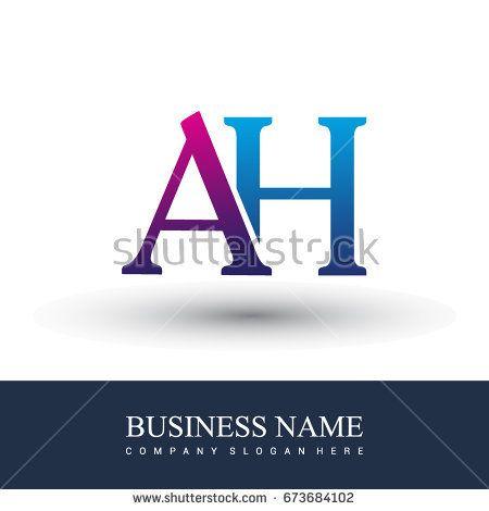 Red Colored Logo - initial letter logo AH colored red and blue, Vector logo design