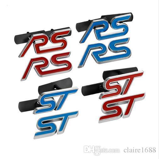 Electric Blue Red Sports Car Logo - Blue Red Chrome Metal S RS ST Car Grille Styling Emblem Badge 3D Car