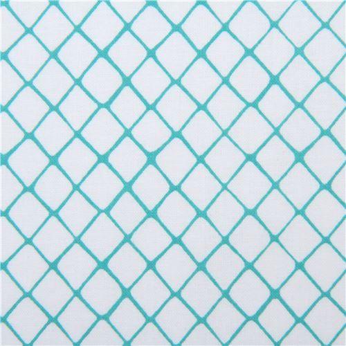 Lines Forming a Blue and White Diamond Logo - white Michael Miller fabric sea green line diamond Flew the Coop