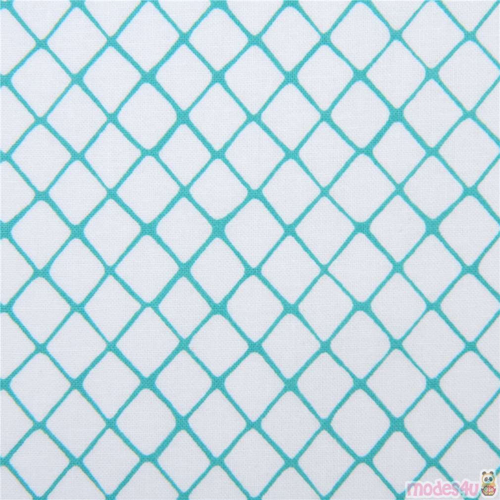 Lines Forming a Blue and White Diamond Logo - white Michael Miller fabric sea green line diamond Flew the Coop