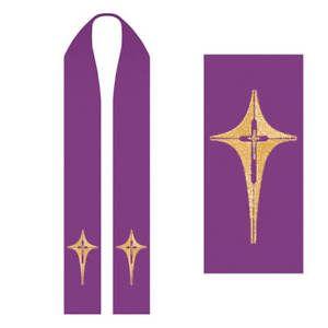 Purple and Gold Church Logo - Purple Christian Church Liturgical Clerical Priest Stole Embroidered