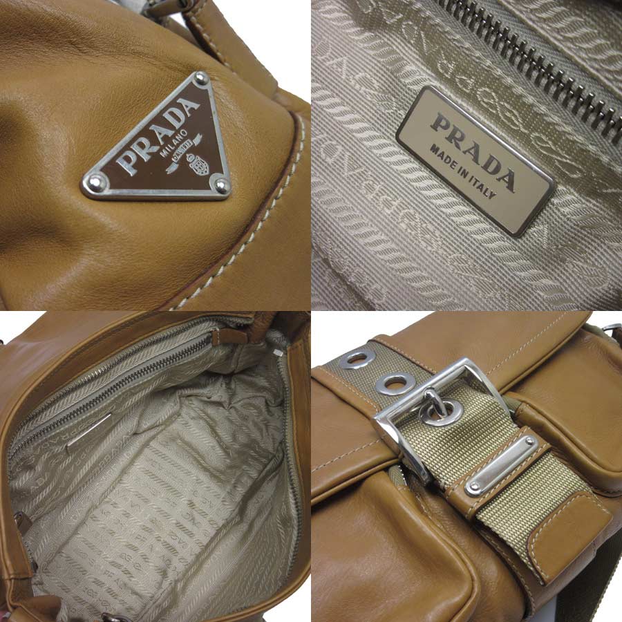Camel Triangle Logo - BrandValue: Prada PRADA shoulder bag triangle logo camel leather