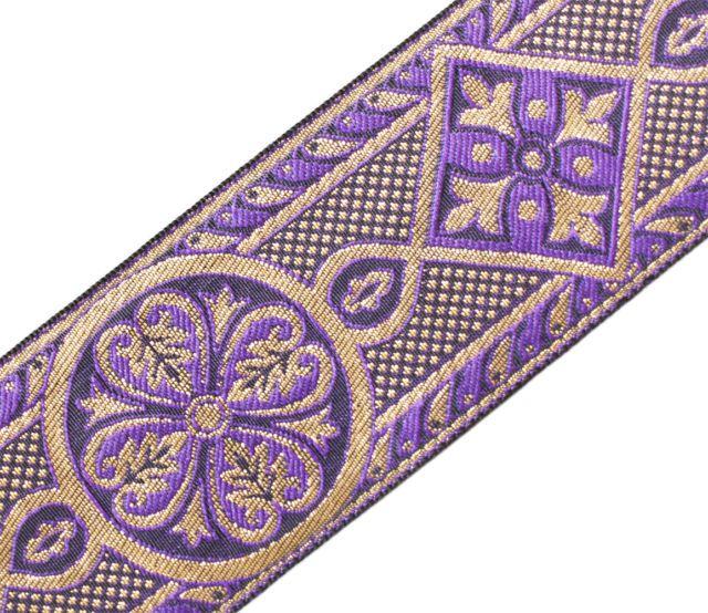 Purple and Gold Church Logo - 3 8 Wide Jacquard Trim Medieval Style Purple & Gold Church