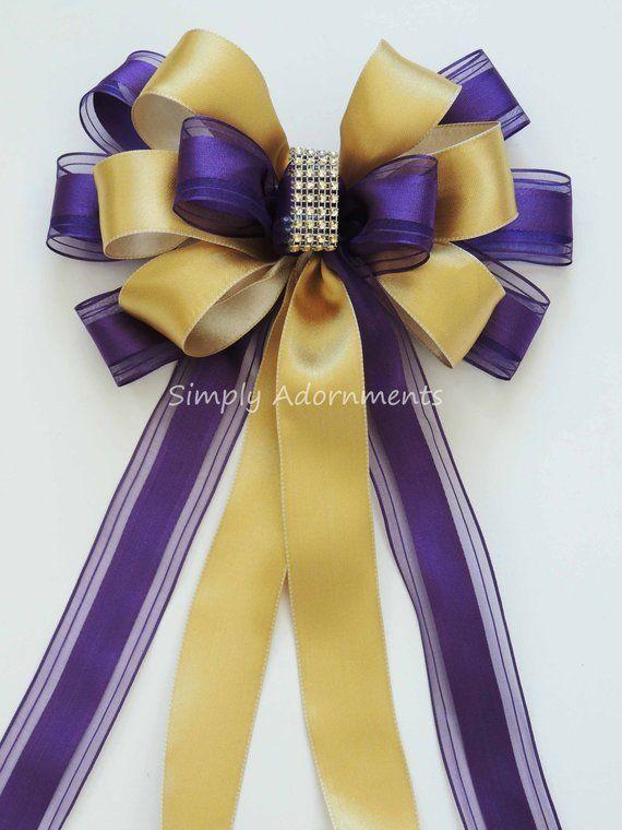 Purple and Gold Church Logo - Purple and gold Wedding Pew Bow Purple Gold Church Aisle Decor