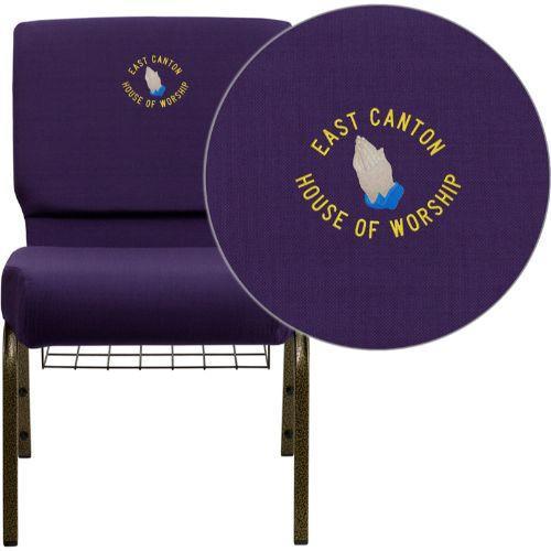 Purple and Gold Church Logo - Buy Embroidered 21'' Extra Wide Church Chair In Purple Gold Online