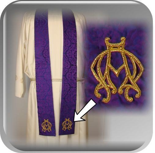 Purple and Gold Church Logo - Stole Purple Alpha & Omega Emblem - Mary Collings Church Furnishings