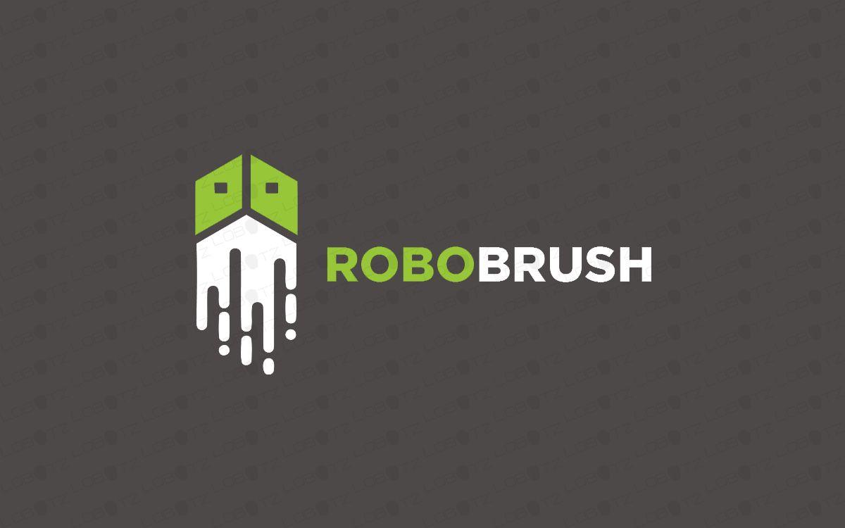 Robo Logo - Creative Robot Brush Logo For Sale | Robo Brush Logo - Lobotz