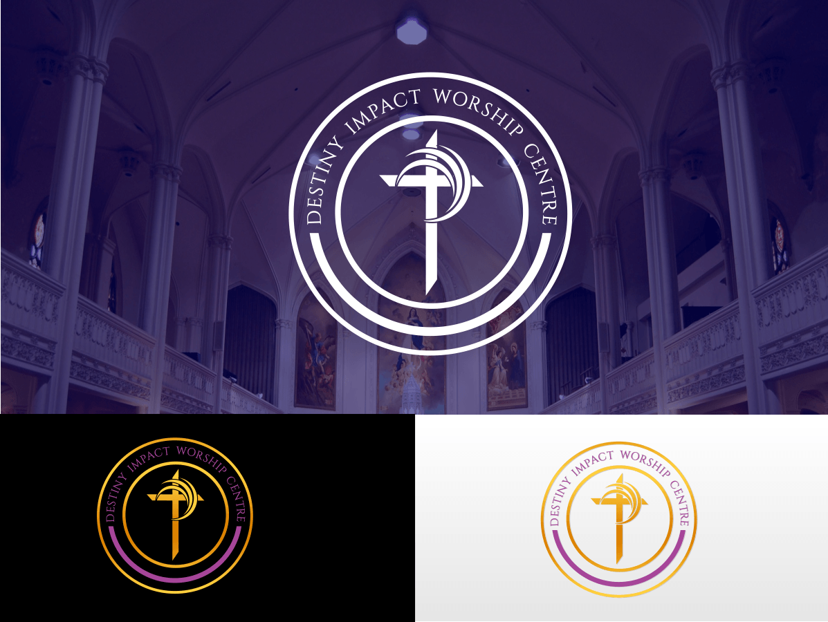 Purple and Gold Church Logo - Elegant, Playful, Church Logo Design for Destiny Impact Worship