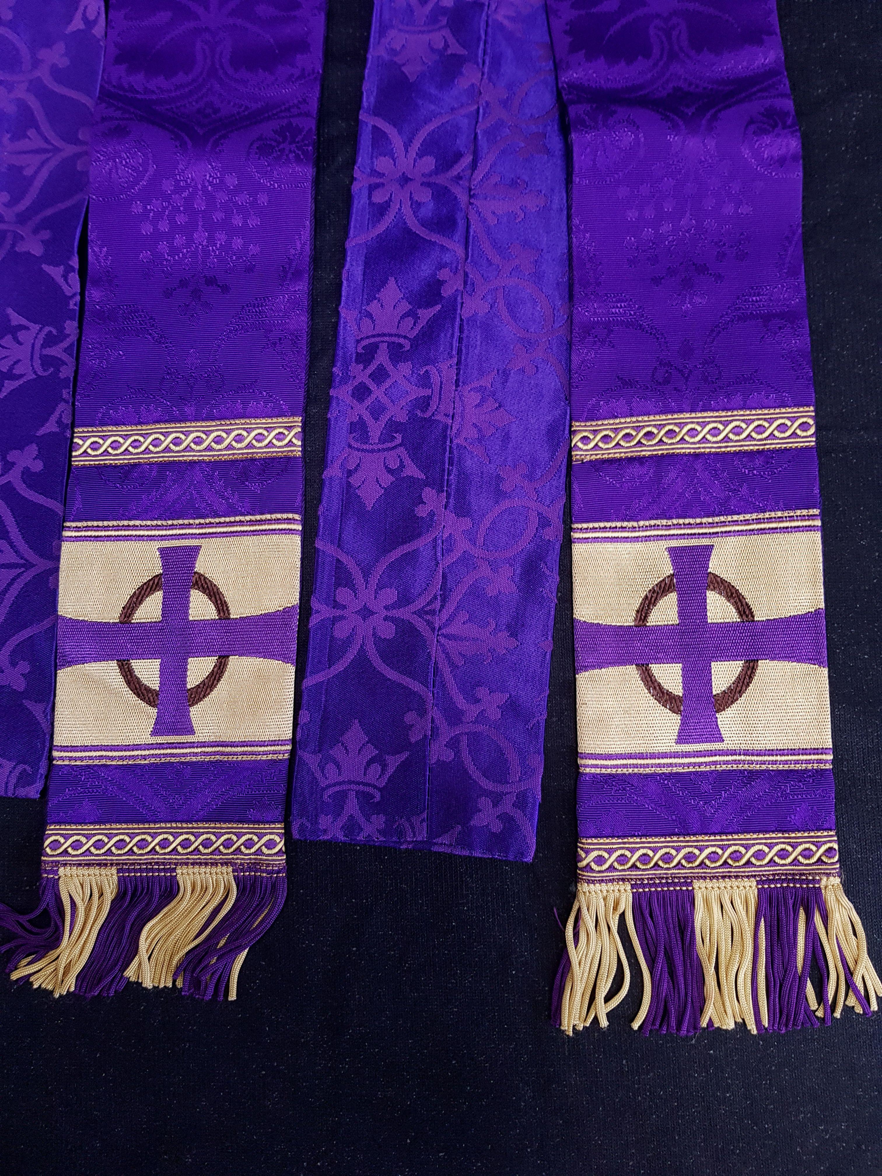 Purple and Gold Church Logo - Purple and Yellow Gold Stole - Antique Church Furnishings
