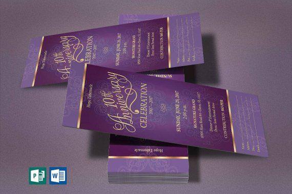 Purple and Gold Church Logo - Purple Gold Church Anniversary Word Publisher Ticket Template | Etsy