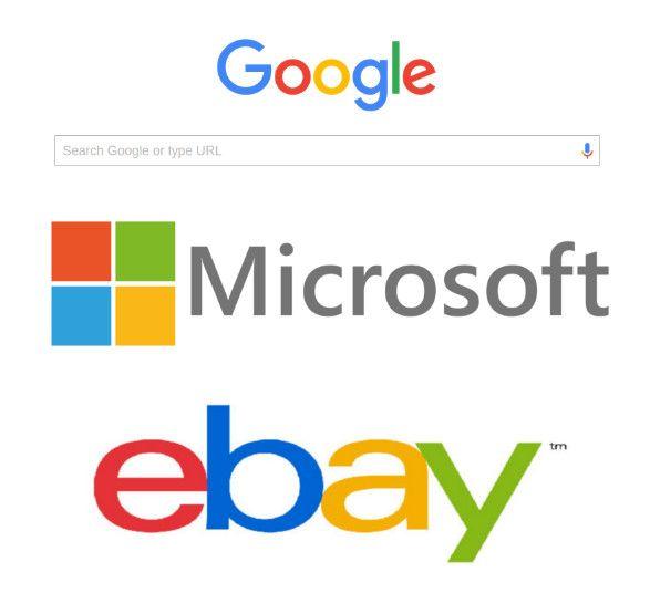 Different Types of Companies Logo - branding - Having 4 colors in logo (like Google, Microsoft and eBay ...