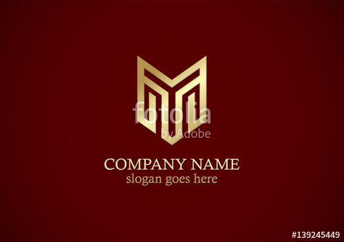 Gold M Logo - shape line gold letter m logo