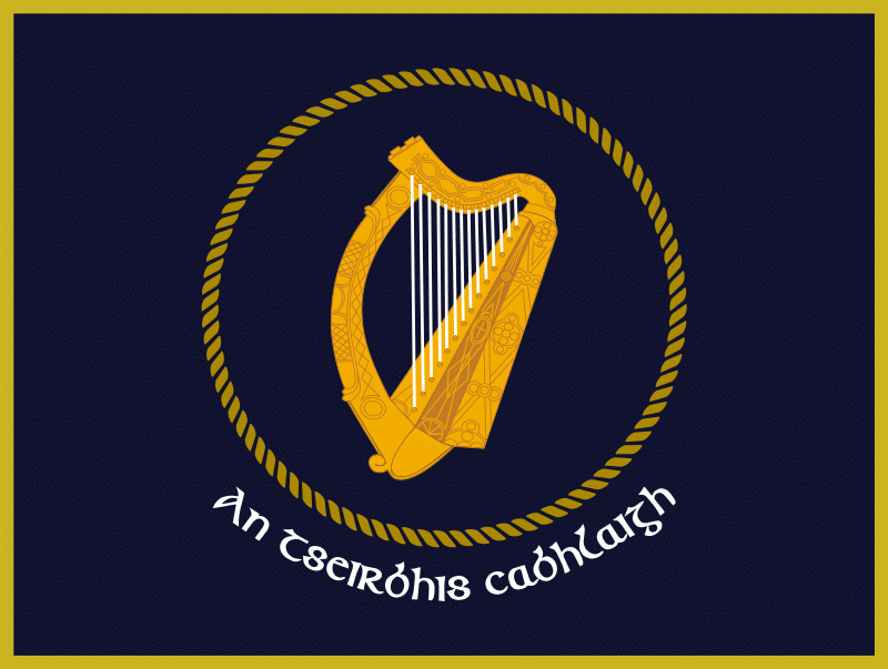 Blue and Yellow Harp Logo - Ireland (Eire) Flag