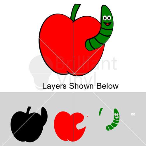 Apple Worm Logo - Apple with Heart SVG File