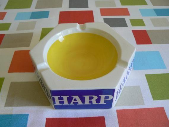 Blue and Yellow Harp Logo - Harp Lager Ashtray in Yellow Blue and White by Henry W King