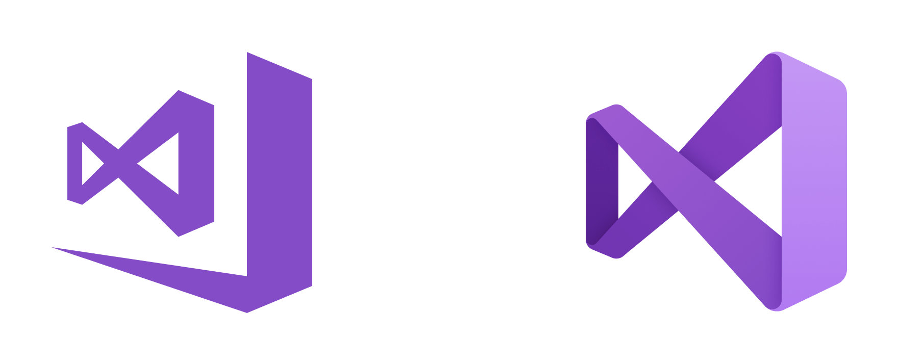 Old vs New Microsoft Logo - A preview of UX and UI changes in Visual Studio 2019. The Visual