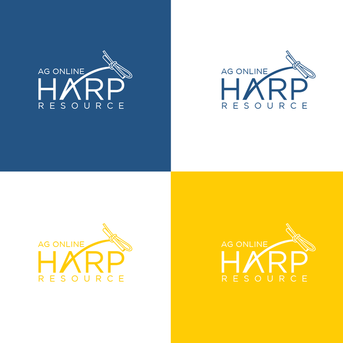 Blue and Yellow Harp Logo - Harp Online teaching course | Logo design contest