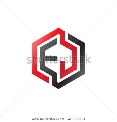 Red Hexagon Logo - EJ initial letters loop linked hexagon logo black red | Logo | Logos ...