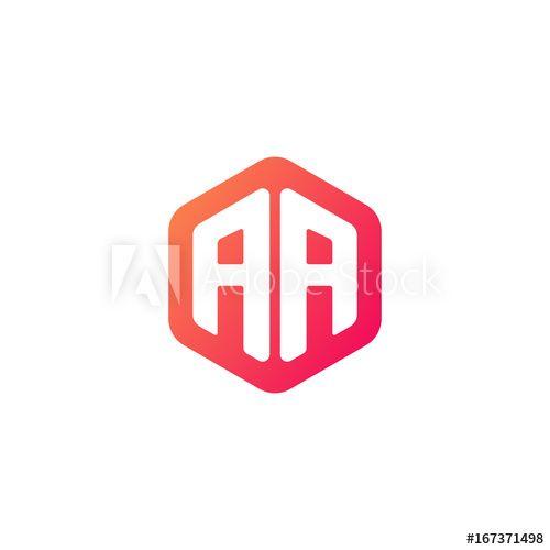 Red Hexagon Logo - Initial letter aa, rounded hexagon logo, gradient red orange colors