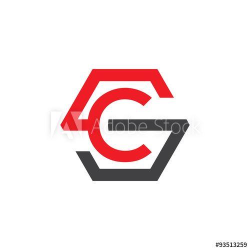Red Hexagon Logo - CS or SC letters, red hexagon S logo shape this stock vector