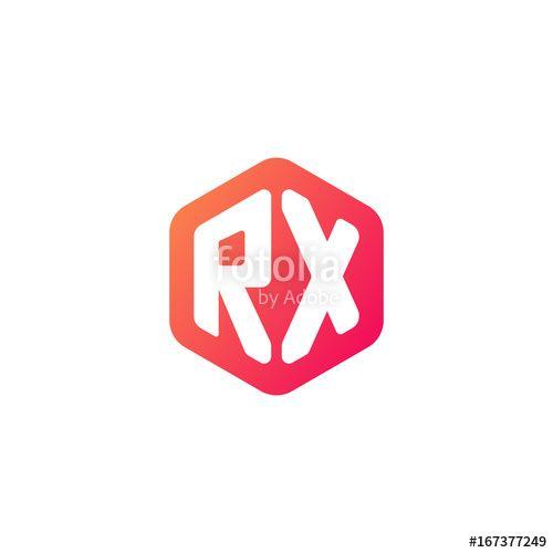 Red Rx Logo - Initial letter rx, rounded hexagon logo, gradient red orange colors ...